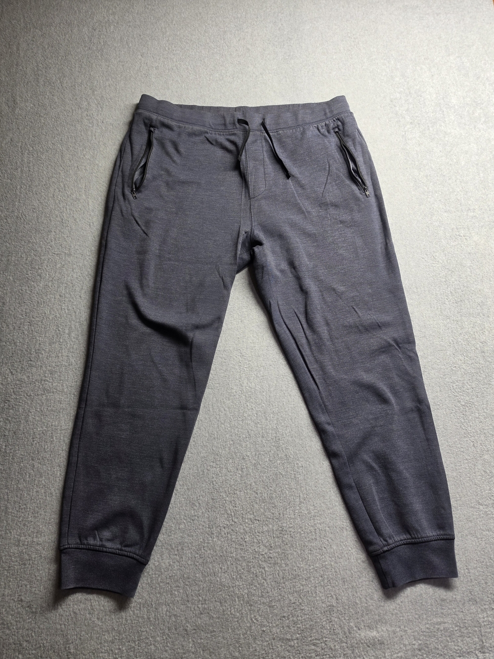 J.Crew Authentic Fleece Joggers Mens XL Heather Navy Blue Zip Pocket Sweatpants